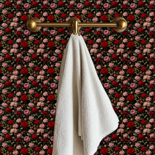 36 Pcs Rose Flowers Pattern Peel and Stick Tile Stickers, 4x4inch - color: Rose Flowers