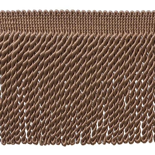 DÉCOPRO 6" (15cm) Basic Solid Collection Traditional Satiny Bullion Fringe Trim (Style# BFS6) Dark Sand Beige #A8 Sold by The Yard (36"/3 ft/0.9m) - color: Dark Sand Beige #A8, size: Sold By The Yard (36"/3 ft/0.9m)