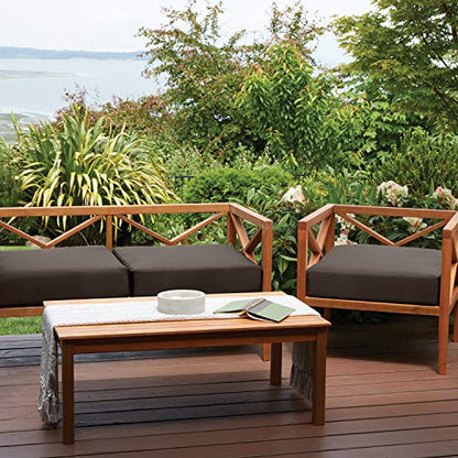Classic Accessories Ravenna Water-Resistant 21 x 19 x 3 Inch Patio Seat Cushion, Espresso, Chair Seat Cushion - color: Espresso, size: 21"W x 19"D x 3"Thick