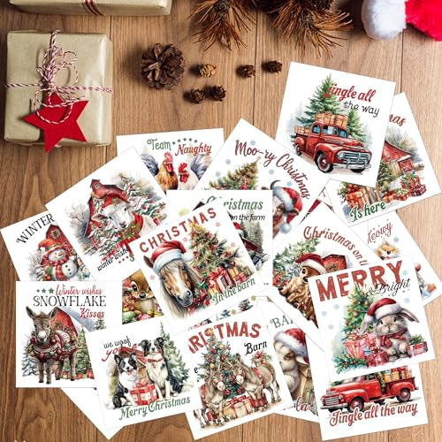 30 Pcs Vintage Christmas Rub-On Transfers for Furniture & Crafts - style: Vintage Christmas 03