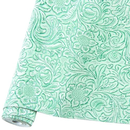 Ramya Embossed Faux Leather Sheets Fabric 12" x 53",for Handmade DIY Bows Wallet Sewing,Leather Earring Crafts Projects (Jade Green) - color: Jade Green