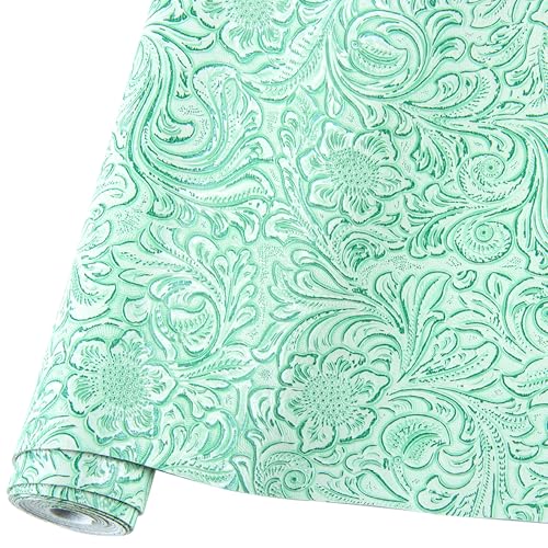 Ramya Embossed Faux Leather Sheets Fabric 12" x 53",for Handmade DIY Bows Wallet Sewing,Leather Earring Crafts Projects (Jade Green) - color: Jade Green