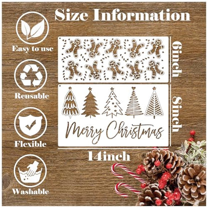 Christmas Stencils for Painting on Wood Reusable Large Merry Christmas Believe Stencils for Window Door Hanger Home Crafts Canvas Wall Holiday (14in Christmas) - style: 14in Christmas