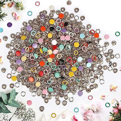 GTAAOY 9.5 mm Metal Snap Buttons with Snap Pliers, 200 Sets / 800 pcs - style: Colorful Hollow Prong Snaps-200set