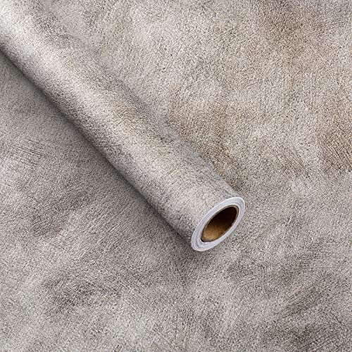 Bumoo Wide Concrete Wallpaper Peel and Stick 32×354Inch Gray Sliver Contact Paper Vinyl Self Adhesive Removable Limewash Large Waterproof Cement Glossy PVC for Garage Basement Condo Renovation - size: 32" x 354"