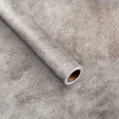 Bumoo Wide Concrete Wallpaper Peel and Stick 32×354Inch Gray Sliver Contact Paper Vinyl Self Adhesive Removable Limewash Large Waterproof Cement Glossy PVC for Garage Basement Condo Renovation - size: 32" x 354"