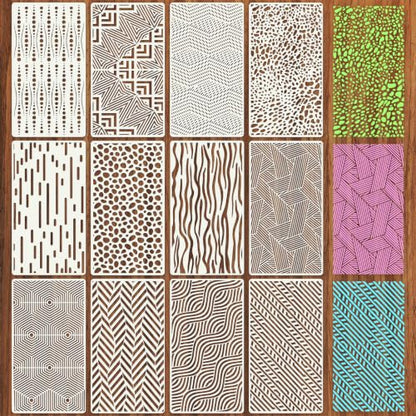 Geometric Texture Stencils for Crafts Reusable 12Pcs Stencils(8.5X4.7 Inch) - color: Texture 30