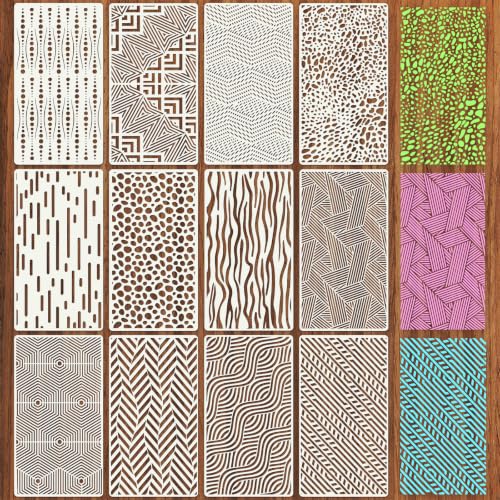 Geometric Texture Stencils for Crafts Reusable 12Pcs Stencils(8.5X4.7 Inch) - color: Texture 30