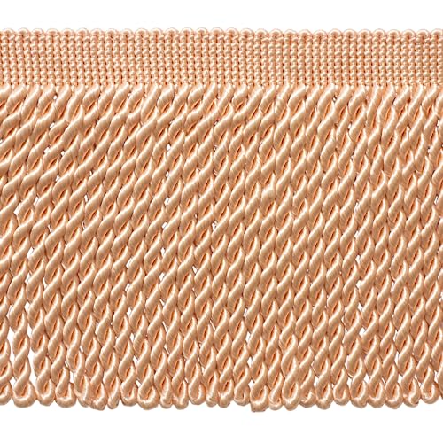 DÉCOPRO 6" (15cm) Basic Solid Collection Traditional Satiny Bullion Fringe Trim (Style# BFS6) Light Salmon Orange #E16 (Light Peach) Sold by The Yard(36"/3 ft/0.9m) - color: Light Salmon Orange #E16 (Light Peach), size: Sold By The Yard (36"/3 ft/0.9m)
