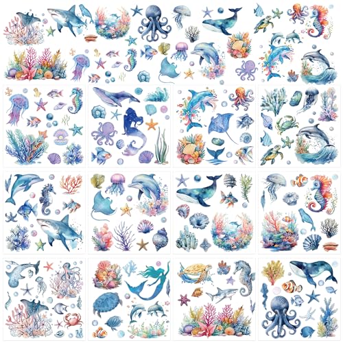 12 Pcs Ocean Rub-On Transfers for Furniture & Crafts - style: Ocean