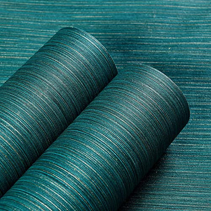 Haimin Grasscloth Wallpaper Textured 24inx393in Fabric Contact Paper - color: Green
