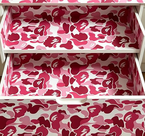 Self-Adhesive Vinyl Pink Camouflage Contact Paper Peel and Stick Camouflage Wallpaper for Walls Cabinets Furniture Door Classroom Arts Crafts Removable 17.7x393 Inches - size: 17.7"W x 393"L