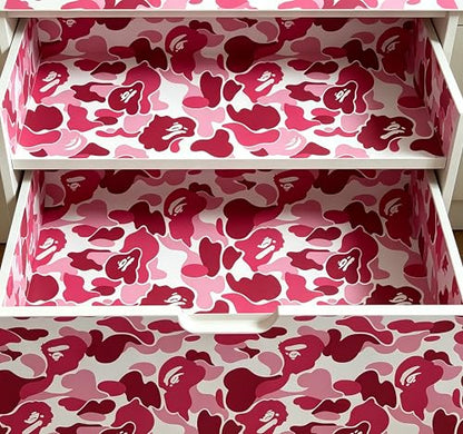 Self-Adhesive Vinyl Pink Camouflage Contact Paper Peel and Stick Camouflage Wallpaper for Walls Cabinets Furniture Door Classroom Arts Crafts Removable 17.7x393 Inches - size: 17.7"W x 393"L