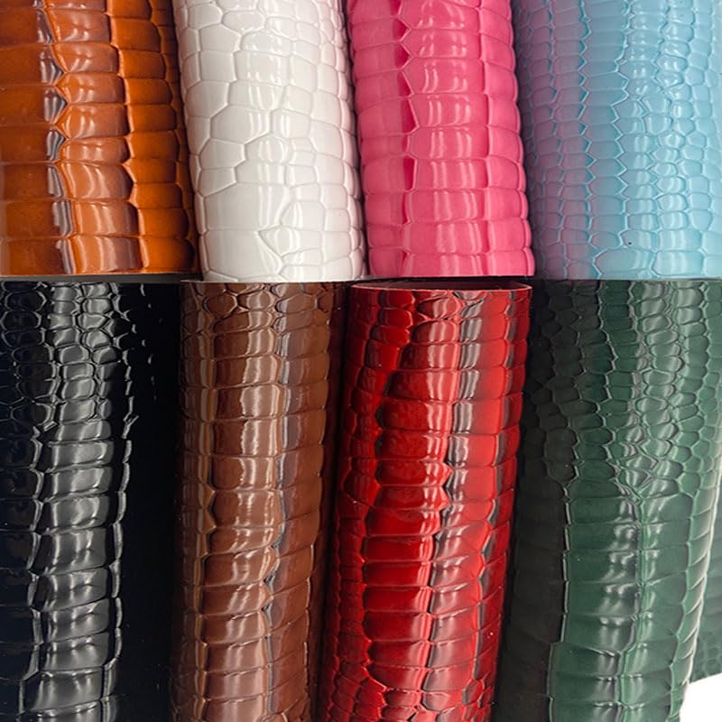 Embossed Alligator Synthetic PU Fabric, 12 x 54 inch Crocodile Vinyl Faux Leather Sheets for DIY Crafts Hair Bows Bags Handicrafts-Pink - color: Pink
