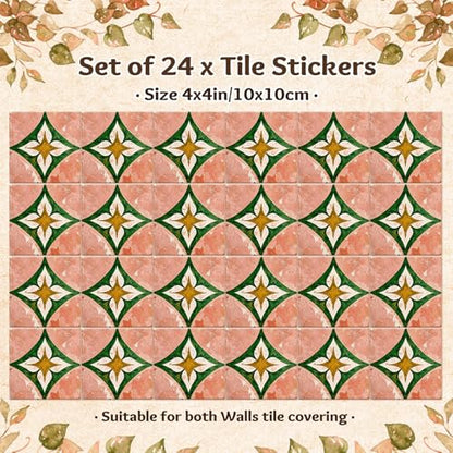 Faccito 24 Pcs Diamond Star 4x4 Tile Stickers Peel Stick Wall - style: Diamond Star