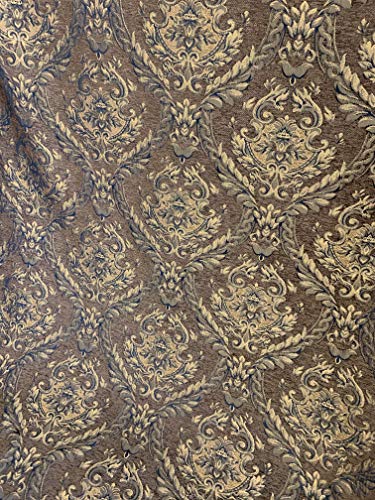 Damask Tapestry Chenille Fabric - Upholstery Fabric, 60" Width - Sold by The Yard (Brown/Gold) - color: Brown/Gold
