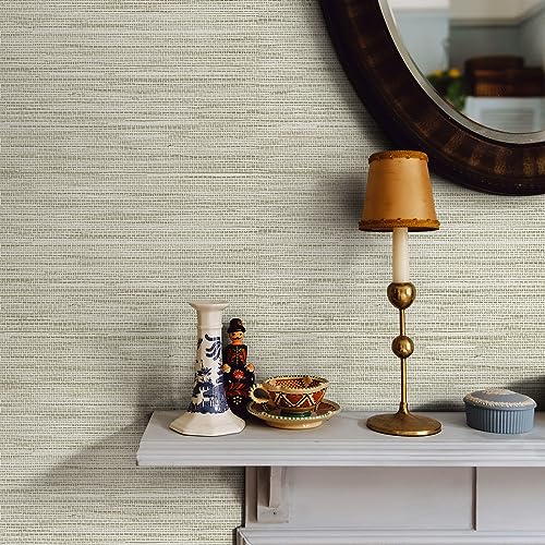 JiffDiff Grasscloth Wallpaper Peel and Stick Cream Grassweave Peel & Stick Wallpaper Textured Wallpaper Contact Paper 17.3"x118" - color: Beige, size: 17.3" x 118"