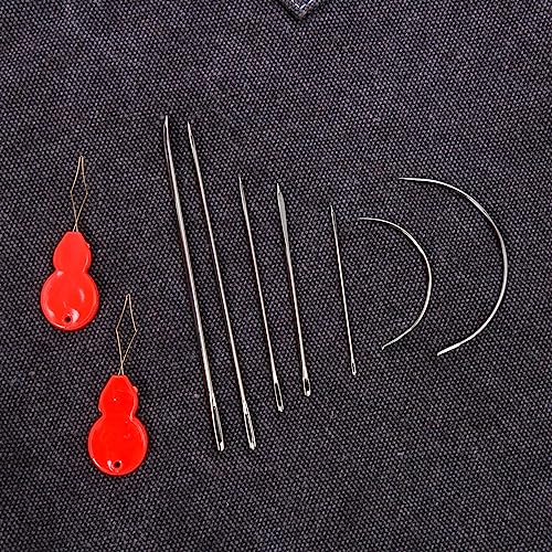 Heavy Duty Hand Sewing Needles Kit, 14 PCS with 10 Leather & 4 Curved Needles for Home Upholstery, Carpet Canvas Repair - color: 14PCS&7SIZE