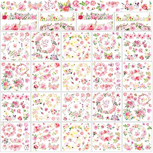 Frienda 24 Sheets Rub on Transfers for Crafts, Floral - style: Floral