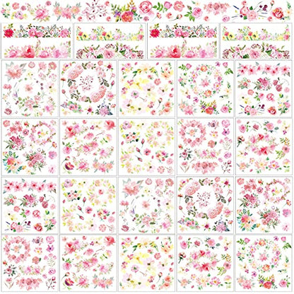 Frienda 24 Sheets Rub on Transfers for Crafts, Floral - style: Floral