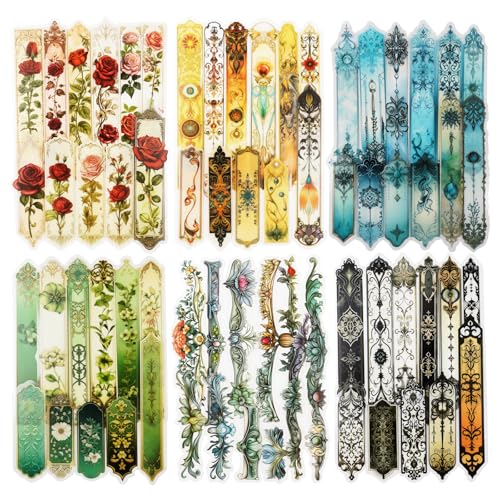120 Pcs Vintage PET Strip Stickers for Scrapbook Journaling - color: Gallery of Time