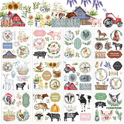 BBTO 12 Sheets Rub on Transfers for Crafts Wood Furniture DIY, 5.5" x 5.7" - style: Rustic Style