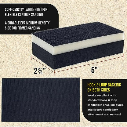 Dura-Gold Pro Series Rectangle 5" x 2-3/4" Dual Density 2 Sided EVA Sanding