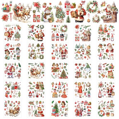 Dispowreath 25 Sheets Christmas Rub on Transfers for Crafts and Furniture - style: Xmas Tree