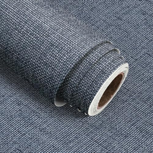 Denim Blue Grasscloth Peel and Stick Wallpaper 15.7inch x 118.1inch - color: Denim Blue, size: 15.7"W x 118.1"L