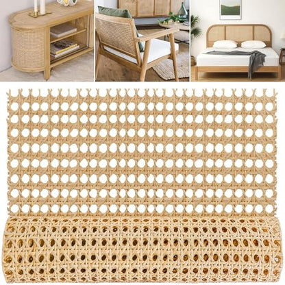 MYFAMIREA 16" Width Rattan Pressed Cane Webbing Sheet for Caning Projects, 3.3FT Natural Rattan Material Roll Net Woven Open Cane, Suitable for Caning Material DIY Supplies - size: 16"W x 40" L(3.3Ft)