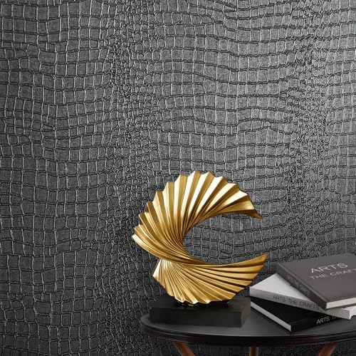 Zeeko Black Crocodile Peel and Stick Wallpaper 17.3" x 118" - color: Black, size: 17.3in x 9.8ft