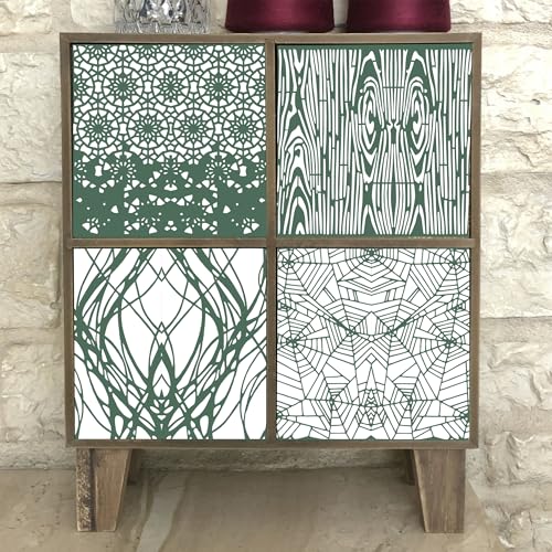8 Pieces Mixed Media Layering Stencils for Painting,Reusable Spider Web Wood Grain Floral Texture Stencils for Wood Furniture,Cake,Canvas Fabric,Card Making,Art Journal - color: Layering(8Pcs)