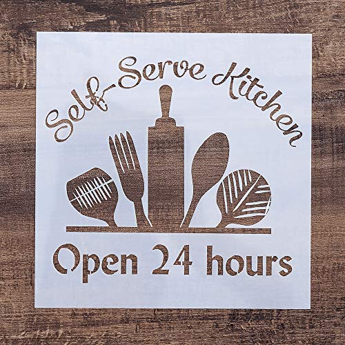 DIY Decorative Stencil Template for Painting on Walls Furniture Crafts, 5.9 in * 5.9 in (Kitchen 24 Hour) - color: Kitchen 24 hour