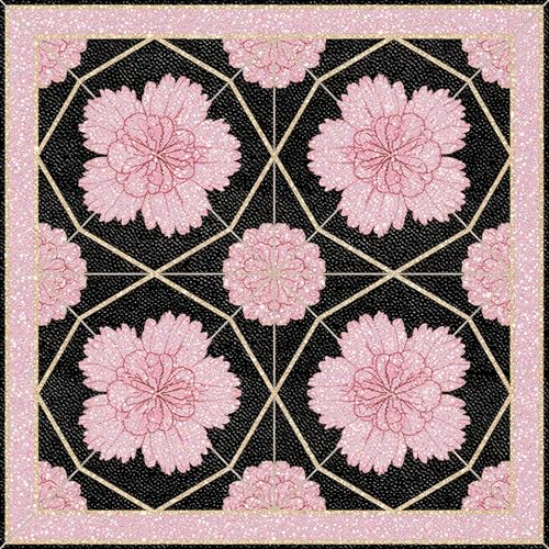HOMETITUTE Pink Floral Gold Line Peel Stick Floor Tile, 12"x12" （10Pcs - color: Light Purple Glitter Lily