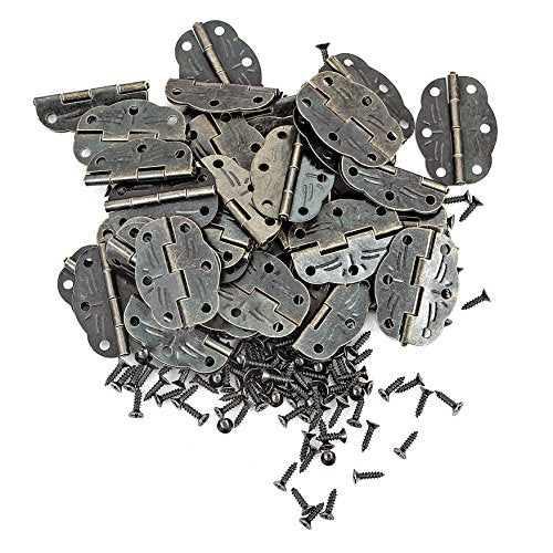 40Pcs Small Antique Hinges Bronze Jewelry Box Hardware for Wooden Boxes - color: Bronze