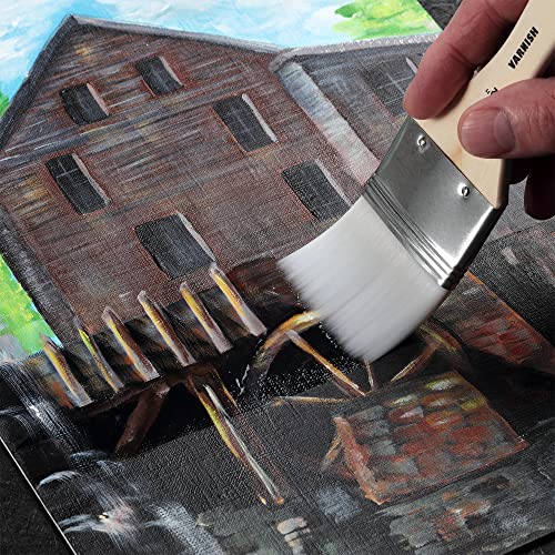 Jerry's Artarama InstaVar™ Gloss Picture Varnish & Varnish Brush Sets - Perfect for Varnish Paintings, Artists, Professionals, Restoration, & More! - 8.4oz Bottle w/ Set of 6 Brushes - size: 8.4oz Bottle & Brushes
