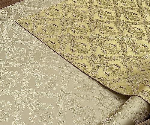 Damask Upholstery and Drapery, Jacquard Fabric Sold by The Yard (Sand) - color: Sand