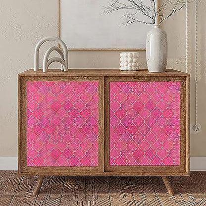 MuralPeel Modern Pink/Golden Krystal Mosaic Peel and Stick Wallpaper Self Adhesive Removable Easy Peel Off Stick on Wall Paper for Bedroom Cabinet Renter Friendly - color: Pink, size: 17.7" x 236.2"