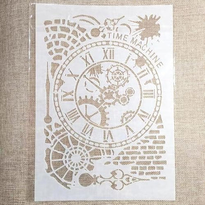 TIAMECH Reusable A4 Mechanical Clock Stencil for Painting - style: Mechanical Clock