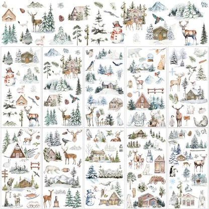Lincia 10 Sheets Christmas Rub on Transfers for Crafts, Reindeer - style: Reindeer