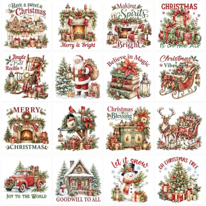 Christmas Rub on Transfers for Crafts, Vintage Transfer Furniture Decals - style: Vintage Christmas 01