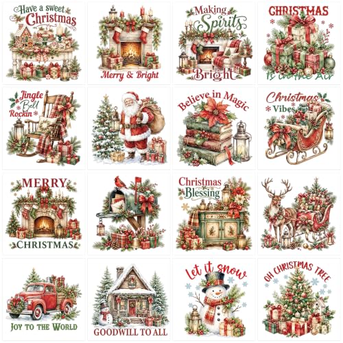 Christmas Rub on Transfers for Crafts, Vintage Transfer Furniture Decals - style: Vintage Christmas 01