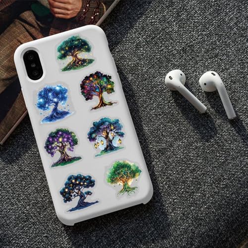 50pcs Fantasy Magic Tree Stickers Pack – Clear Waterproof Scrapbook Decals for Journaling, Diary, Collage, Laptop, Water Bottle, Planner, Aesthetic Nature Forest Tree of Life Sticker - color: Magic Tree