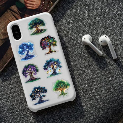 50pcs Fantasy Magic Tree Stickers Pack – Clear Waterproof Scrapbook Decals for Journaling, Diary, Collage, Laptop, Water Bottle, Planner, Aesthetic Nature Forest Tree of Life Sticker - color: Magic Tree