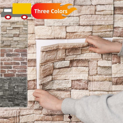 3D Wall Panels Peel and Stick Faux Foam Brick Wallpaper Covering - color: Retro brick rock, size: 40 Pcs