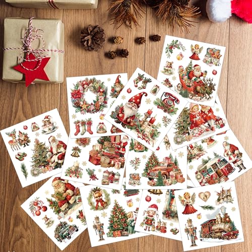 12 Pcs Santa Christmas Rub-On Transfers for Furniture & Crafts, 6 x 6 Inch - style: Christmas Santa