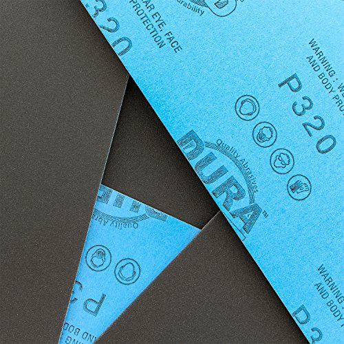 Dura-Gold 5-1/2" x 9" Wet or Dry Sandpaper Sheets, 320 Grit, Box of 25 - size: 320-Grit