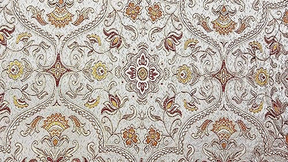Moroccan Ornate Design Luxurious Classic Jacquard Fabric for Upholstery, Window Treatments, Craft Projects - Width 54 inches - Fabric by The Yard (Silver Rust) - color: Silver Rust