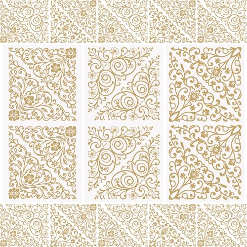 WANDIC 3 Sheets Golden Cabinet Corner Rub On Transfer Stickers Gold Foil Scrapbook Stickers Window Decals Waterproof Decals for DIY Furniture Photo Albums,15 * 30cm - color: Golden Cabinet Door Corner, size: 3 Sheets