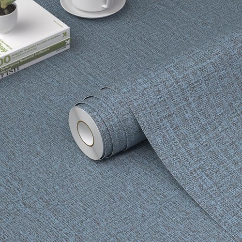 WADILE Grasscloth Peel and Stick Wallpaper 15.7in x 78.7in Navy Blue - color: Navy Blue, size: 15.7" x 78.7"